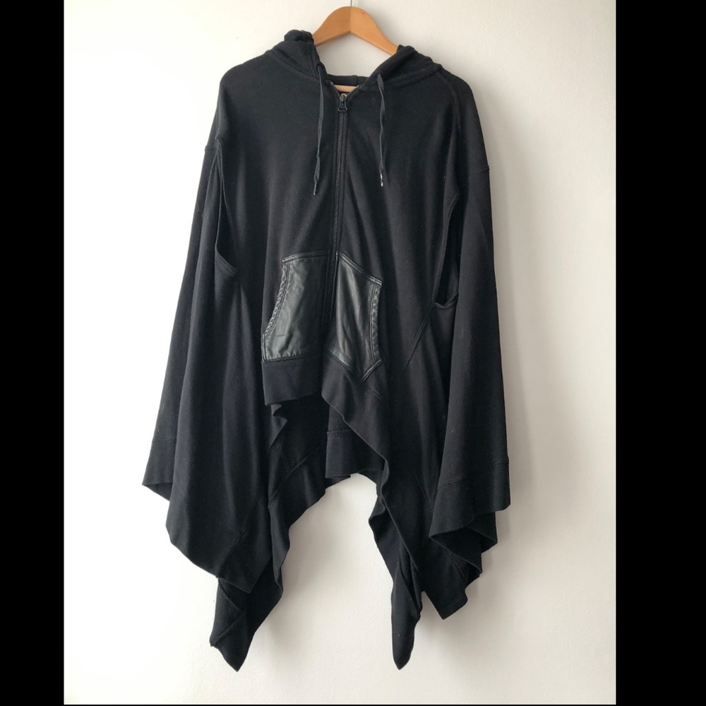 T Alexander Wang leather pocket cape hoodie